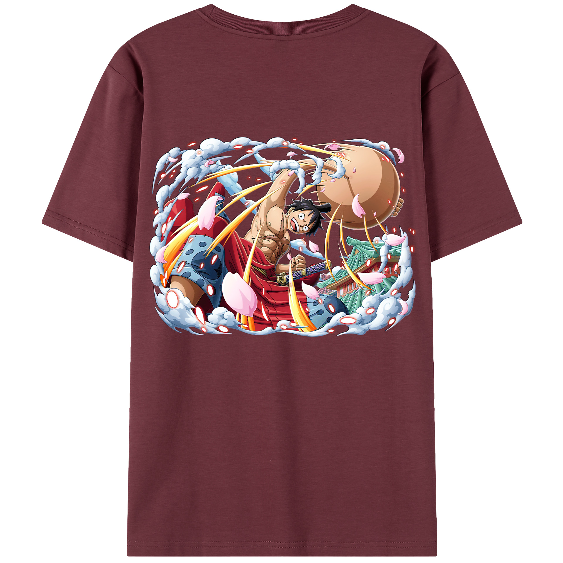 ワンピース モンキー・D・ルフィ ONE PIECE Monkey D. Luffy 綿100％半袖Tシャツ（背面プリント）